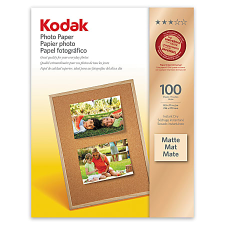 Kodak 8-1/2 x 11 Photo Matte Paper Inkjet Printer 100 Sheet Pack 8318164  New