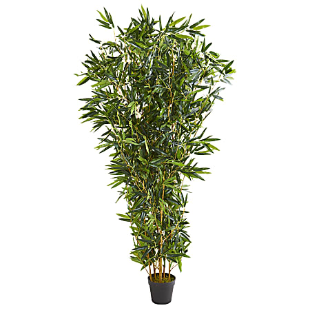 Nearly Natural Bamboo 6' UV-Resistant Real-Touch Artificial Tree With Pot, Green/Black