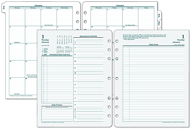 FranklinCovey® Original Design™ Planner Refill, 8 1/2" x 11", 30% Recycled, 2 Pages Per Day, January-December 2016