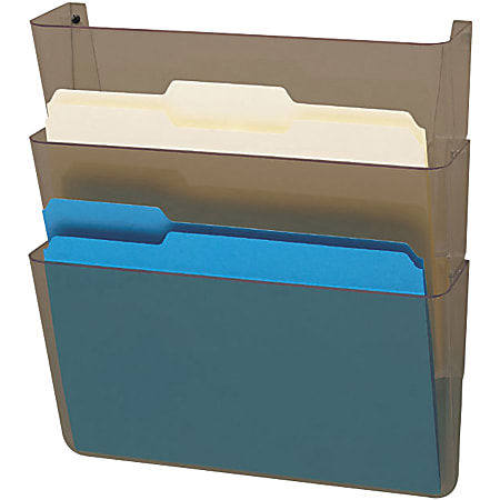 Deflecto Unbreakable Linking DocuPocket 3-Pocket Wall File, 7"H x 13"W x 4"D, Smoke