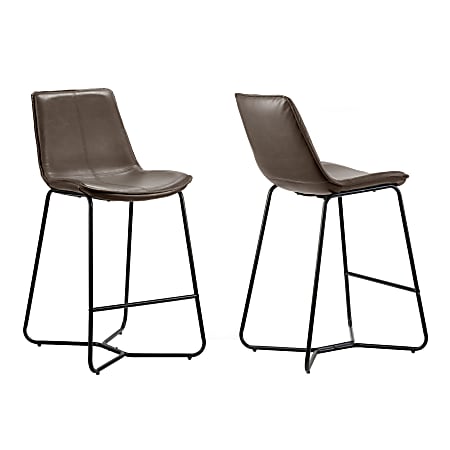 Glamour Home Amery Bar Stools, Black/Brown, Set Of 2 Stools