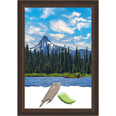 Amanti Art Lara Bronze Wood Picture Frame, 28" x 40", Matted For 24" x 36"