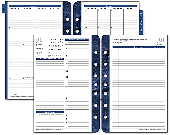 FranklinCovey® Monticello® Planner Refill, 5 1/2" X 8 1/2", 30% Recycled, Blue Marble, January-December 2016