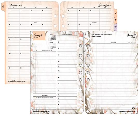 FranklinCovey® Blooms® Planner Refill, 5 1/2" x 8 1/2", 30% Recycled, 2 Pages Per Day, January–December 2016