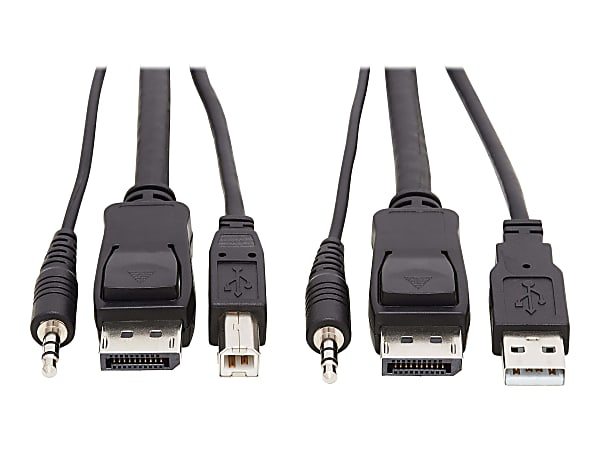 Tripp Lite DisplayPort KVM Cable Kit 3 in 1 4K USB 3.5mm Audio 3xM/3xM 10ft - 60 MB/s - Supports up to 3840 x 2160 - Gold Plated Contact - Black