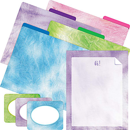 Barker Creek Get Organized File Folder Set, 1/3-Cut Tab, Letter Size, Purple Tie-Dye, Set Of 107 Pieces