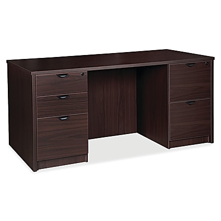 Lorell® Prominence 2.0 66"W Double-Pedestal Computer Desk, Espresso