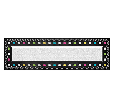 Teacher Created Resources Flat Name Plates, 3 1/2" x 11 1/2", Chalkboard Brights, 36 Plates Per Pack, Case Of 5 Packs