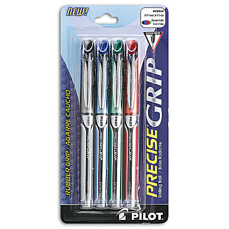 Pilot® Precise Grip™ Liquid Ink Rollerball Pens, Needle Point, 0.5 mm, Assorted Barrels, Assorted Ink Colors, Pack Of 4 Pens