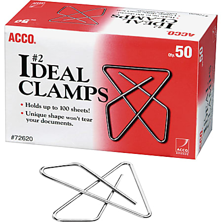 ACCO Ideal Clamps Butterfly Paperclips, No. 2, 50 Per Pack, 3 Packs