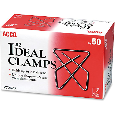ACCO Ideal Clamps - No. 2 - 100 Sheet Capacity - for Office, Home, School, Document, Paper - Sturdy, Tear Resistant, Bend Resistant, Flex Resistant - 150 / Pack - Silver ACCO Ideal Clamps - No. 2 - 100 Sheet Capacity - for Office, Home, School, Document, Paper - Sturdy, Tear Resistant, Bend Resistant, Flex Resistant - 150 / Pack - Silver