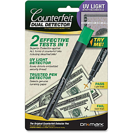 DRI-MARK Smart Money Counterfeit Dual Detector Pen w/ UV Led Light US$ & more 