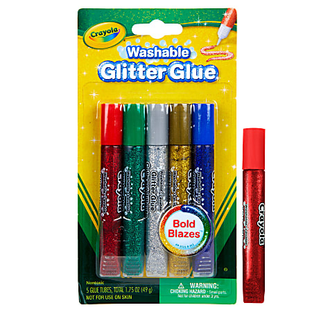 Glitter Glue Craft Pens for Children 5 Assorted Colours Pack of 30 12ml 