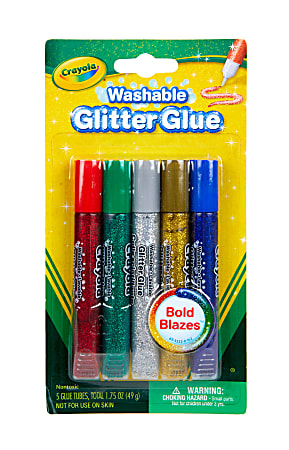 Crayola Washable Glitter Glue Pens .35oz-Bold 9/Pkg - 071662035273