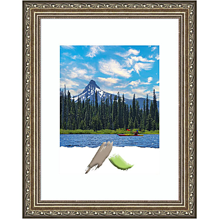 Amanti Art Rectangular Wood Picture Frame, 13” x 16" With Mat, Parisian Silver