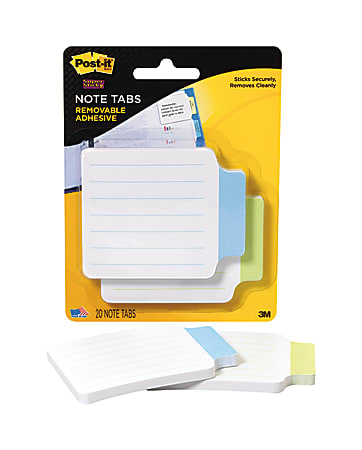 Post-it® Note Tabs, 3 3/8" x 2 3/4", Blue/Green, 25 Flags Per Pad, Pack Of 2 Pads