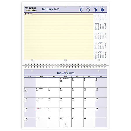 2025 AT-A-GLANCE® QuickNotes® Monthly Wall Calendar, 11" x 8", Traditional, January 2025 To December 2025, PM5028