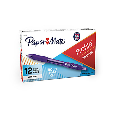 Profile Ballpoint Pen, Retractable, Bold 1.4 mm, Purple Ink, Translucent Purple Barrel, Dozen