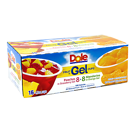 Dole Assorted Fruit In Gel Cups, 4.3 Oz, Box Of 16