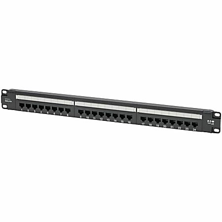 Eaton Tripp Lite Series Cat5e 24-Port Patch Panel - PoE+ Compliant, 110/Krone, 568A/B, RJ45 Ethernet, 1U Rac - N052P24