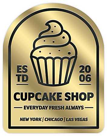 Custom 1-Color Foil-Embossed Labels And Stickers, 1-3/4" x 2-1/4" Arch Shape, Box Of 500 Labels