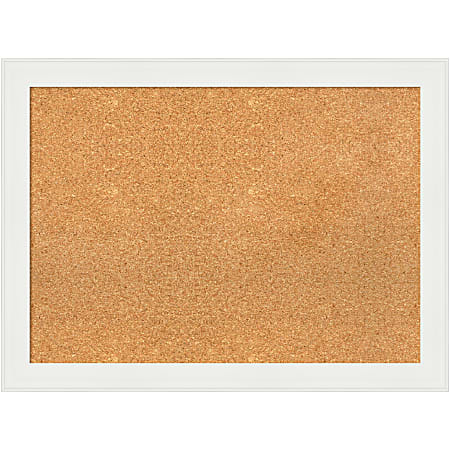 Amanti Art Cork Bulletin Board, 31" x 23", Natural, Vanity White Polystyrene Frame