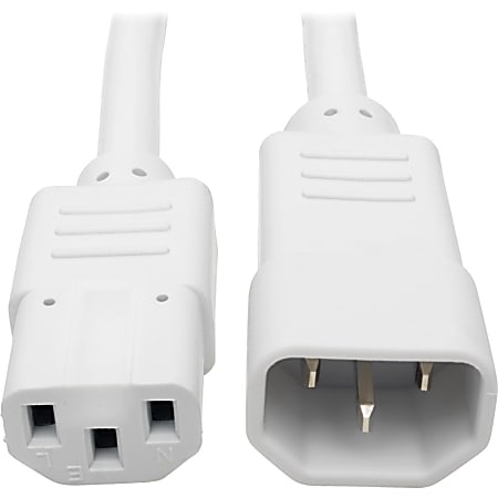 Eaton Tripp Lite Series Heavy-Duty PDU Power Cord, C13 to C14 - 15A, 250V, 14 AWG, 3 ft. (0.91 m), White - P005003AWH