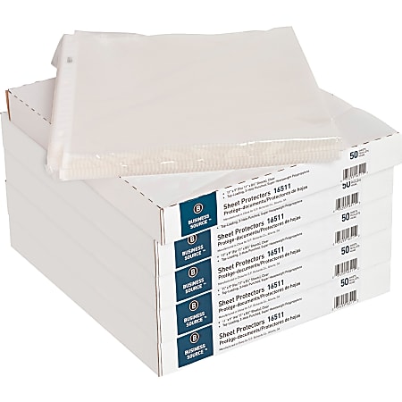 Business Source Top-Loading Poly Sheet Protectors - For Letter 8 1/2" x 11" Sheet - 3 x Holes - Ring Binder - Top Loading - Rectangular - Clear - Polypropylene - 250 / Carton