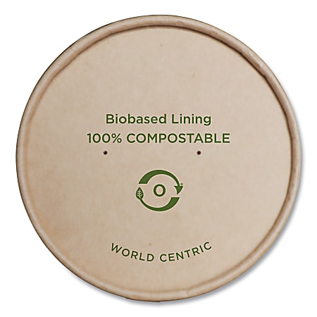 World Centric® Paper Lids for Bowls, 4.6" Diameter, Brown, 500/Carton
