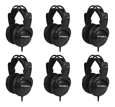 Koss UR20 Over Ear Headphones - Stereo - Wired - 32 Ohm - 30 Hz to 20 kHz - Over-the-head - Binaural - Circumaural - 8 ft Cable - 6/Pack