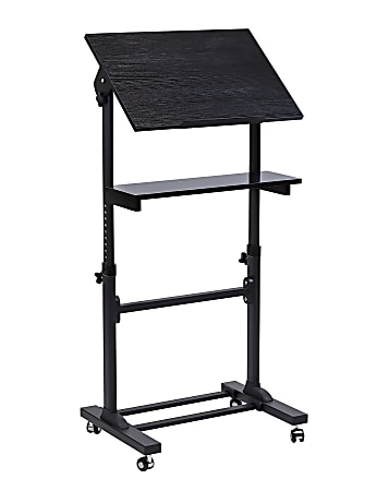 Mount-It! MI-7941Mobile Stand-Up Desk Lectern, 41"H x 20"W x 5-15/16"D, Black