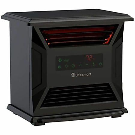 Lifesmart 4-Element Low Profile Front Air Intake Infrared Heater-Steel Cabinet - Infrared/Quartz - Electric - Electric - 750 W to 1500 W - 3 x Heat Settings - Timer - 1500 W - Remote Control - Living Room, Bedroom, Basement, Indoor - Wall Mount - Black
