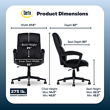 Serta Comfort Classic Ergonomic Fabric High Back Executive Office