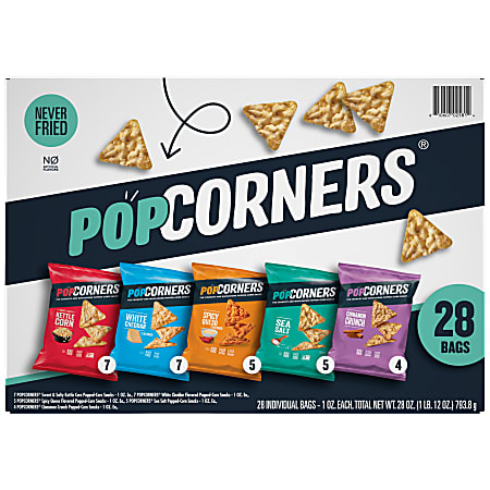 PopCorners 4-Flavor Popped Corn Chips Snacks Variety Pack, Box Of 28 Bags
