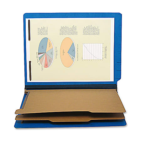 SJ Paper 6-Section Classification Folders, Letter Size, 30% Recycled, Cobalt Blue