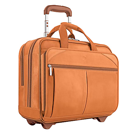 Leather rolling suitcase sales