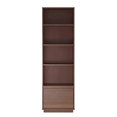 Linon Cowles 71"H 4-Shelf Bookcase With Drawer, Walnut