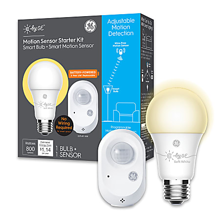 C by GE A19 Smart LED Bulb And Wire-Free Smart Motion Sensor Set, 93124021