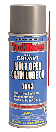 Aervoe Moly/Oil Open Chain Lubes, 16 oz Aerosol Can