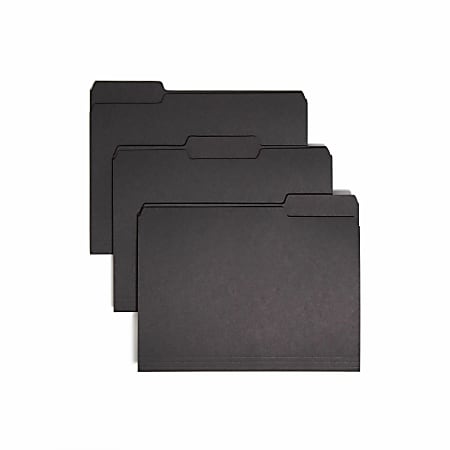 Smead® 1/3-Cut Interior Folders, Letter Size, Black, Box Of 100