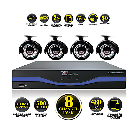 Night Owl L-85-4511 8-Channel DVR Surveillance System With 4 Indoor/Outdoor Cameras