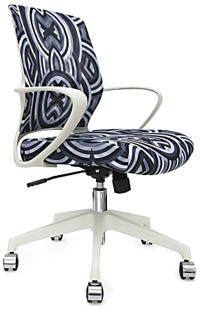 Raynor® Elizabeth Sutton Gramercy Fabric Mid-Back Task Chair, Greyscale Echo/White/Silver