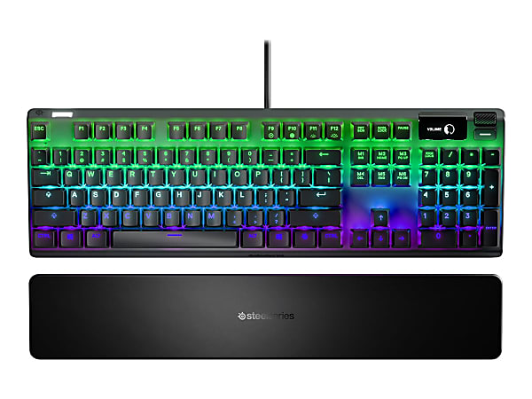 SteelSeries Apex 7 - Keyboard - with display - backlit - USB - US - key switch: SteelSeries QX2 blue