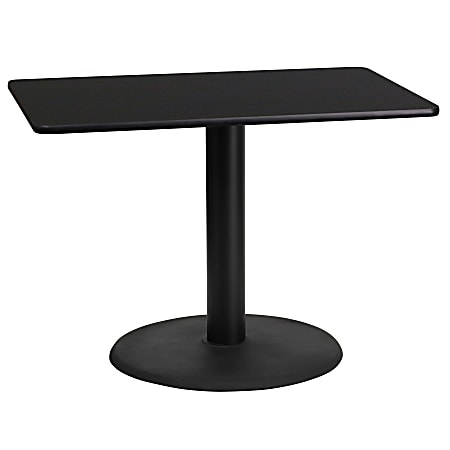 Flash Furniture Rectangular Laminate Table Top With Round Table Height Base, 31-3/16”H x 24”W x 42”D, Black