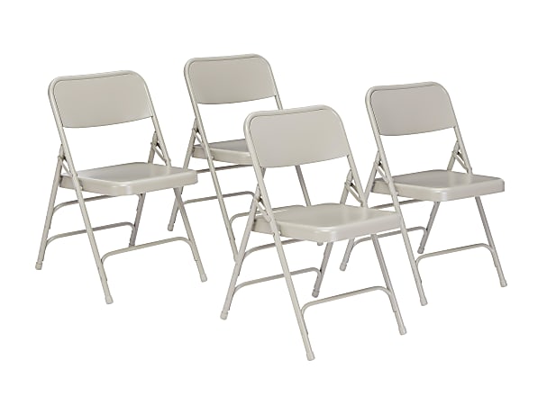 National Public Seating 300 Series Steel Folding Chairs, Gray, Set Of 4 Chairs