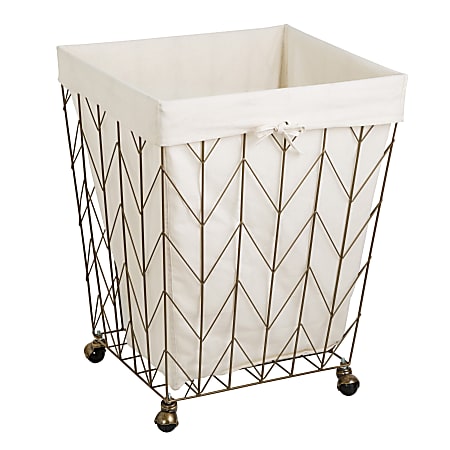 Honey Can Do Chevron Wire Hamper, 25” x 18”, Natural