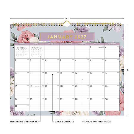2027 Blue Sky Tula Monthly Wall Calendar 15x12 0percent Tula Jan Dec ...