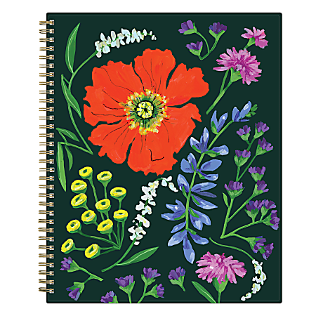 2027 Blue Sky Rachael Reese Midnight Botanicals Weekly/Monthly Planning Calendar, 8.5x11, Safety Wirebound, Floral Design, Jan-Dec 2027, Qty 1