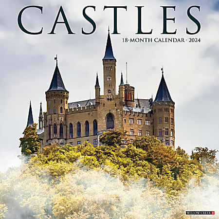 2024 Willow Creek Press Scenic Monthly Wall Calendar, 12" x 12", Castles, January to December