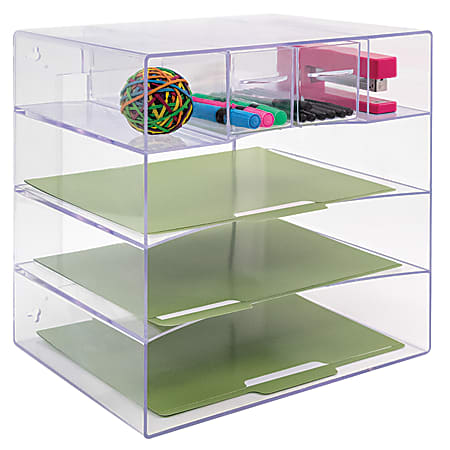 Deflecto Stackable Drawer Organizer 6 1316 H x 12 12 W x 12 12 D Clear -  Office Depot